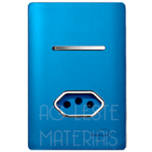 Conjunto Interruptor Simples + Tomada 20A - Novara Especiais Azul Fosco